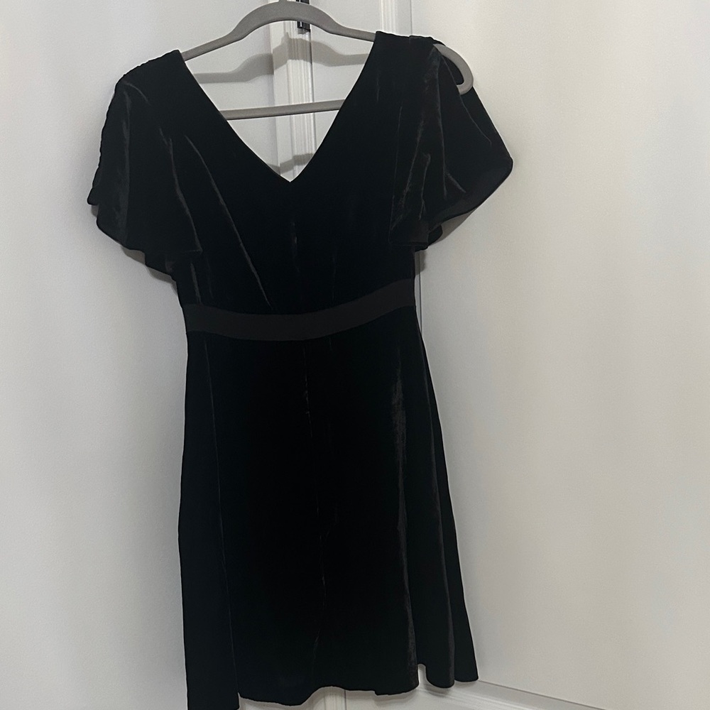Ann Taylor Black Velvet Mini Dress Size 00P